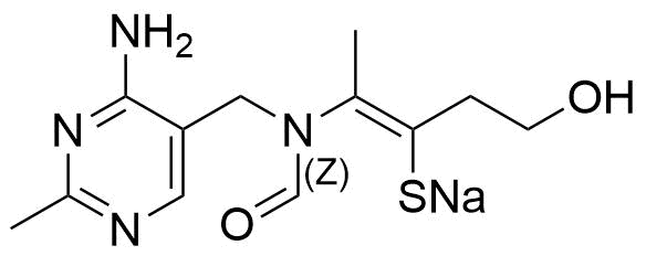 Sodium (Z)-2-(N-((4-Amino-2-Methylpyrimidin-5-Yl)Methyl)Formamido)-5-Hydroxypent-2-Ene-3-Thiolate Structure