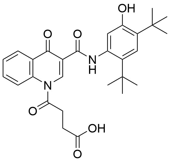 4-(3-((2,4-Di-Tert-Butyl-5-Hydroxyphenyl)Carbamoyl)-4-Oxoquinolin-1(4H)-Yl)-4-Oxobutanoic Acid Structure