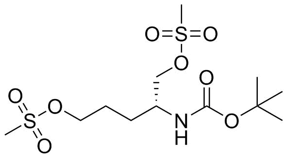 (R)-2-((Tert-Butoxycarbonyl)Amino)Pentane-1,5-Diyl Dimethanesulfonate Structure