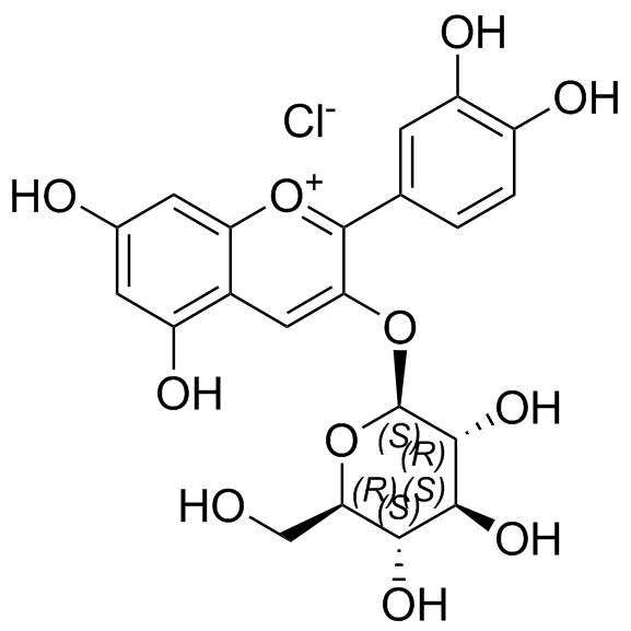 Cyanidin 3-O-Glucoside Chloride (Kuromanin Chloride) Structure
