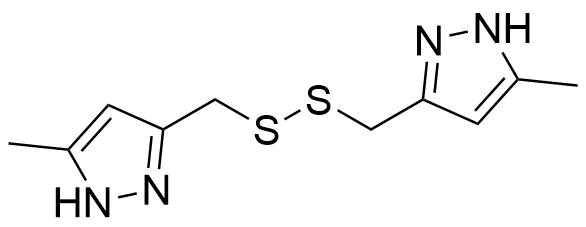 1,2-bis((5-methyl-1H-pyrazol-3-yl)methyl)disulfane Structure