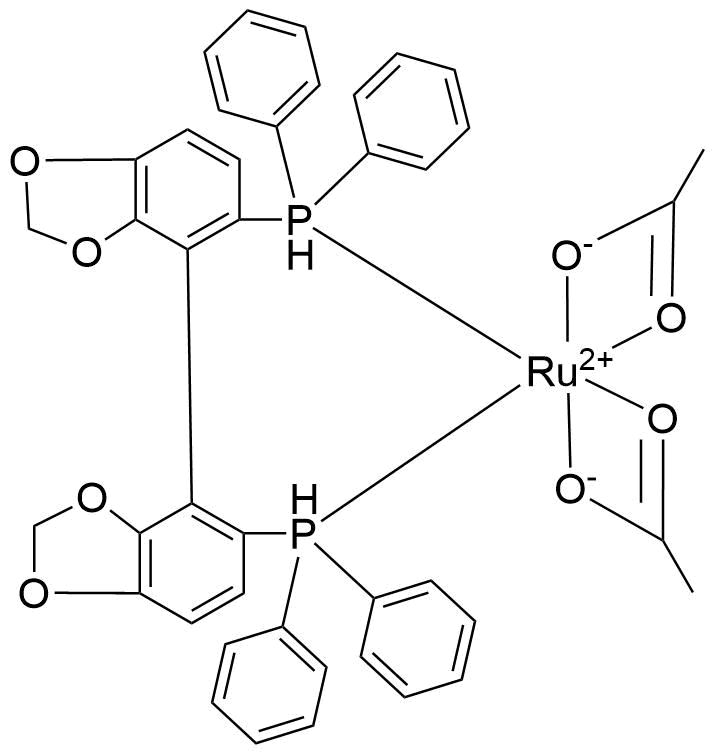 Diacetato[(S)-(-)-5,5\'-Bis(Diphenylphosphino)-4,4\'-Bi-1,3-Benzodioxole]Ruthenium(Ii) Structure
