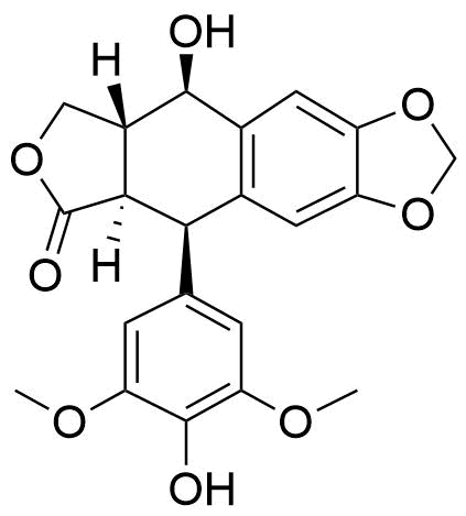 Etoposide EP Impurity L (4\'-Demethylpodophyllotoxin) Structure